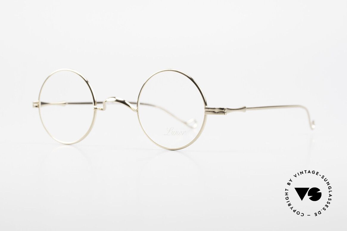 Lunor II 12 Small Round Gold Glasses, the most classic eyewear design, ever: 22ct gold-plated, Made for Men and Women