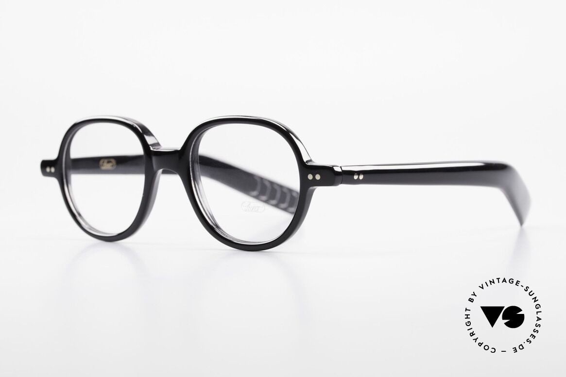 Lunor A50 Round Lunor Acetate Glasses, roundish frame with a classic black coloring, timeless!, Made for Men and Women