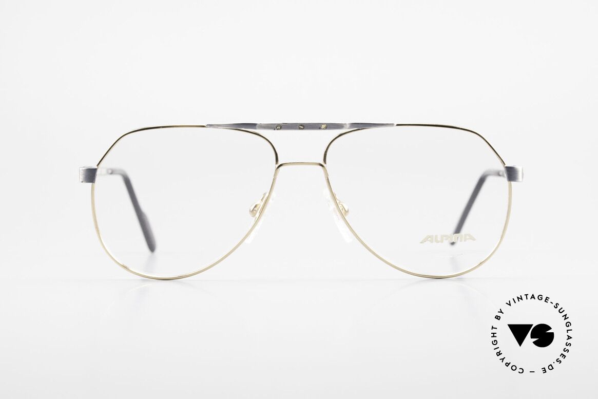 Alpina M1F770 Vintage Glasses Aviator Style, 90's aviator specs, brushed metal and gold-plated, Made for Men