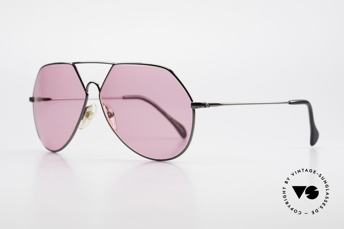 Alpina TR6 Old 80's Aviator Frame Pink, "gunmetal" frame with pink sun lenses (100% UV), Made for Men