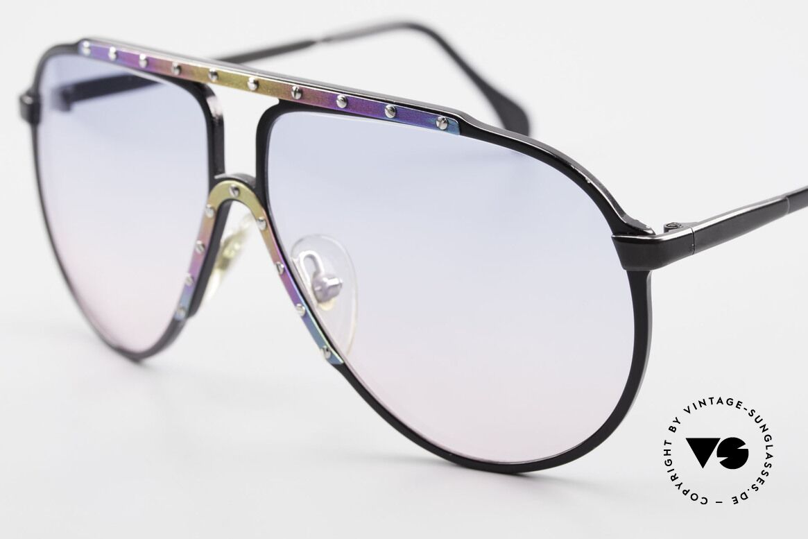 Alpina M1 Limited Titanium Edition 80's, with matching sun lenses in baby-blue/pink gradient, Made for Men and Women