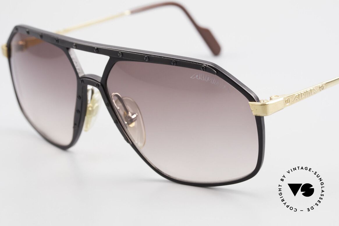 Alpina M6 Rare Vintage 80's Sunglasses, black/gold: black screws & black ornamental cover, Made for Men and Women