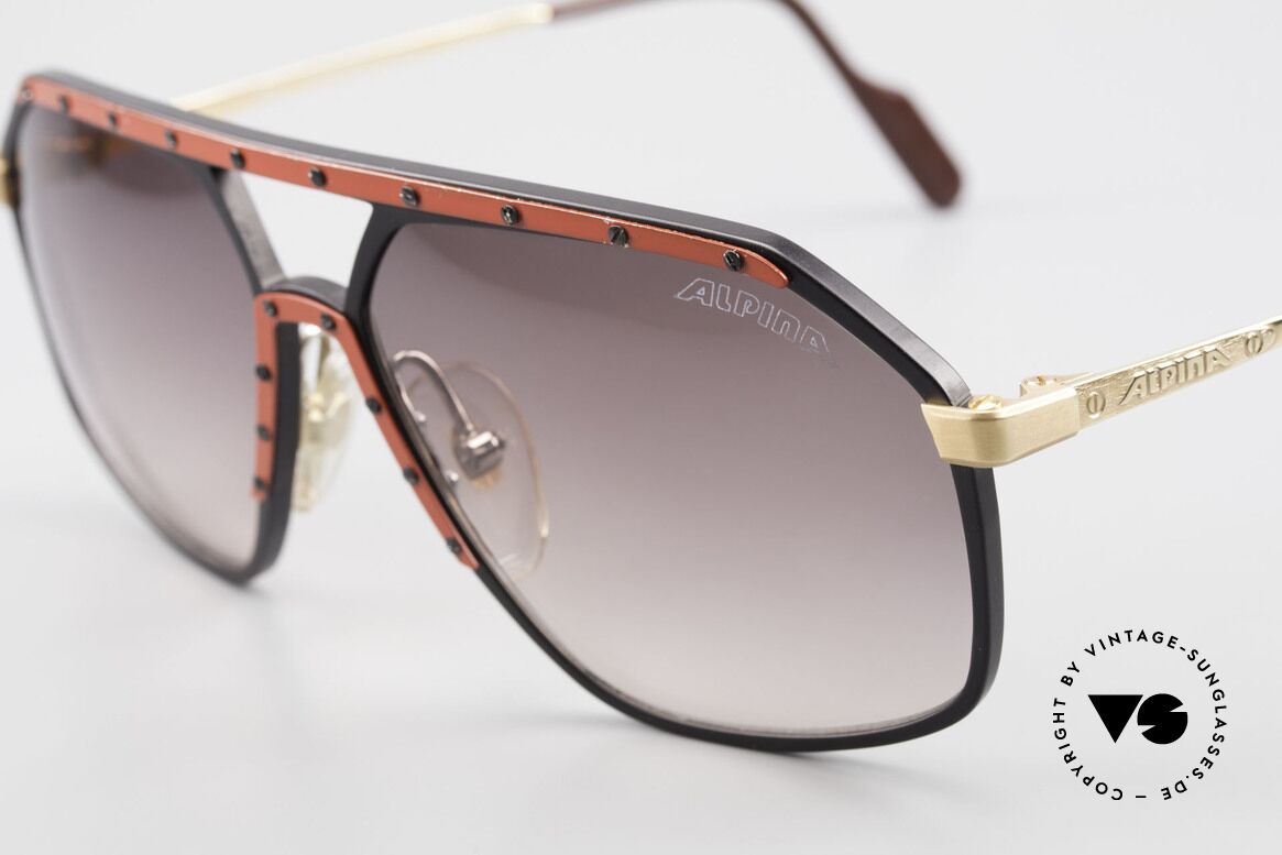 Alpina M6 Rare 80's Vintage Sunglasses, here, the SUPER RARE version in red / black / gold, Made for Men and Women