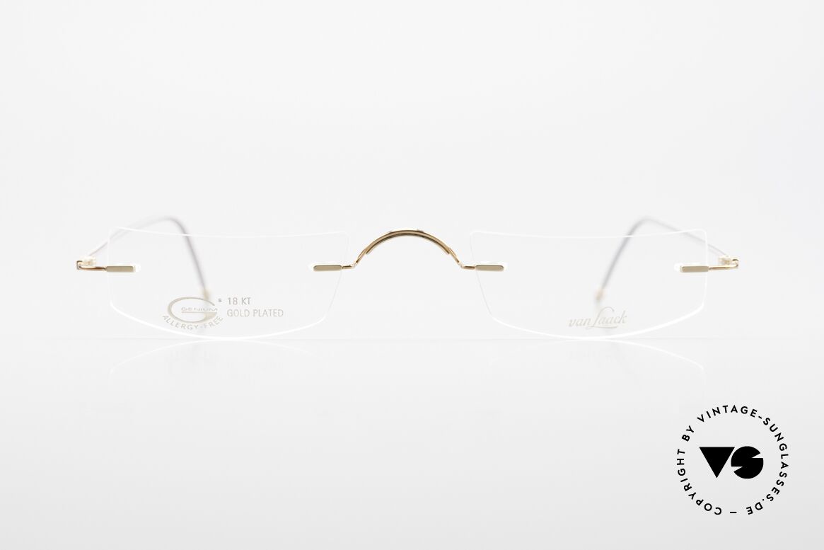 Van Laack L022 Minimalist Reading Eyeglasses, unisex model: L022, 48/24, 140, 18CT gold-plated, Made for Men and Women