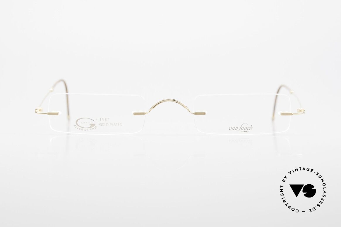 Van Laack L021 Minimalist Reading Glasses 90s, unisex model: L021, 49/24, 140, 18CT gold-plated, Made for Men and Women