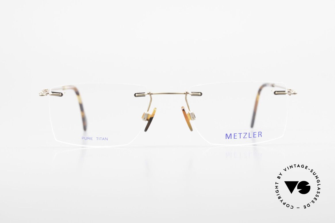 Metzler 1484 Rimless Vintage Glasses Titan, Metzler vintage men's glasses of the 1990's, size 53/21, Made for Men