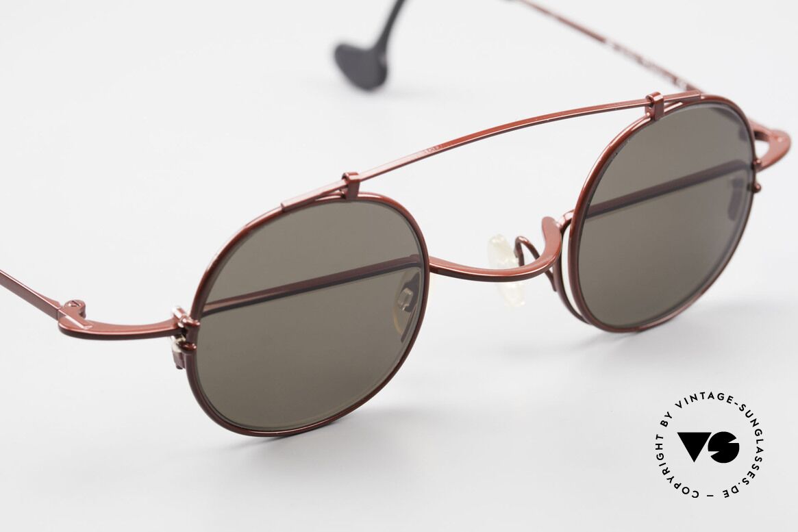 Theo Belgium Gordon Reading Glasses With Clip On, unworn, one of a kind (like all our rare vintage Theos), Made for Men and Women