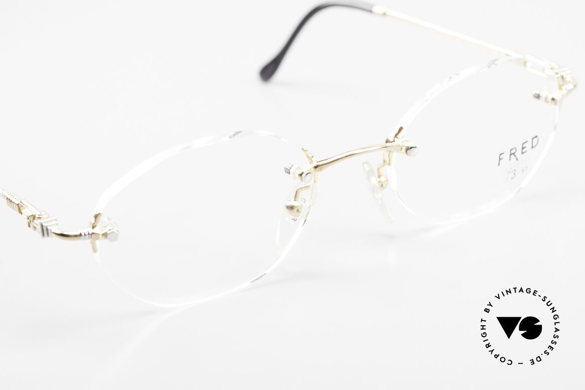 Fred Fidji Rimless Round Luxury Glasses, precious bicolor edition (rosé-gold & platinum-plated), Made for Men and Women