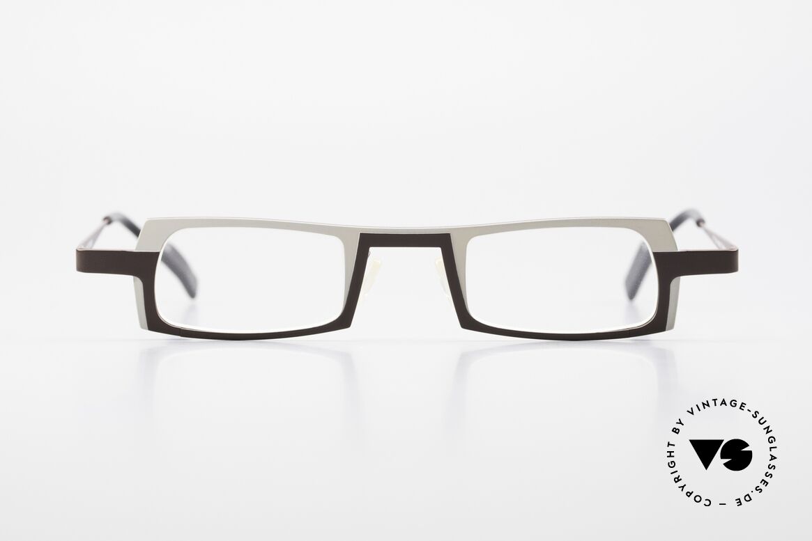 Theo Belgium Wimsey Square Men's Glasses Titanium, striking frame design: white and dark brown finish, Made for Men
