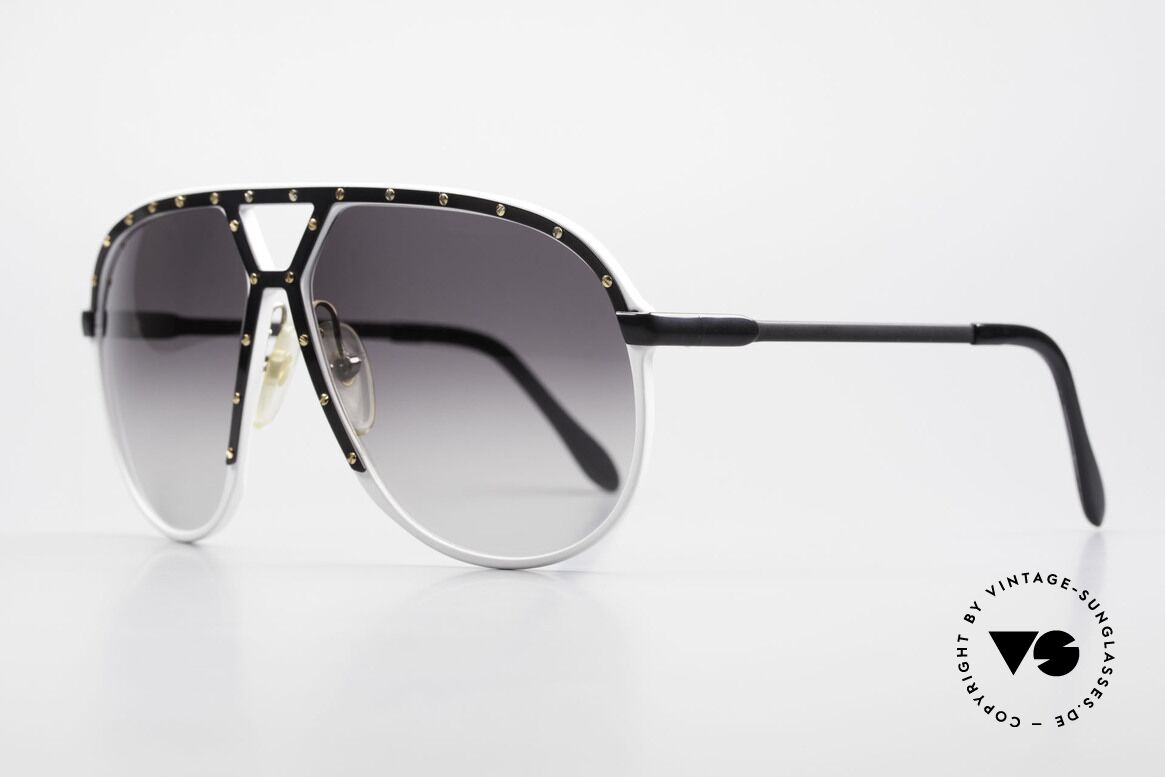Alpina M1 Limited 80's White Black Gold, with dark gray-gradient sun lenses (100% UV prot.), Made for Men
