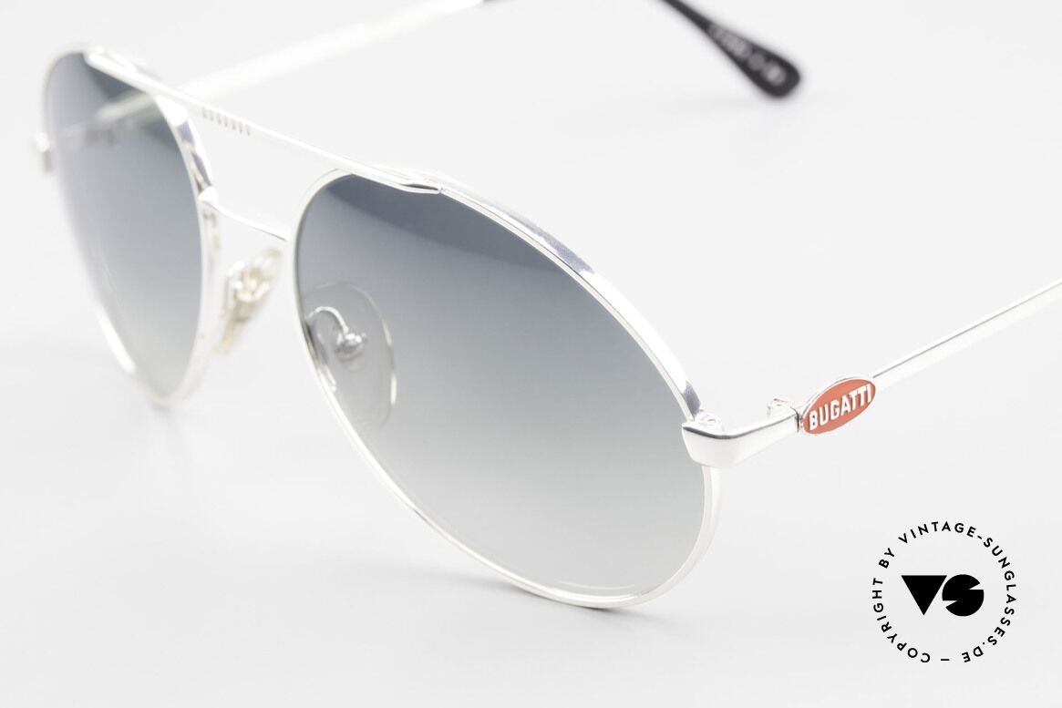 Bugatti 65996 Costly Mirrored Sun Lenses, silver frame with red Bugatti logos in L size 56, Made for Men