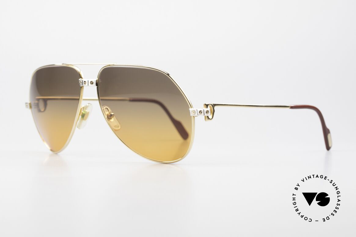 Cartier Vendome Santos - L Double Gradient Desert Storm, 22ct GOLD-PLATED frame in LARGE SIZE 62-14, 140!, Made for Men
