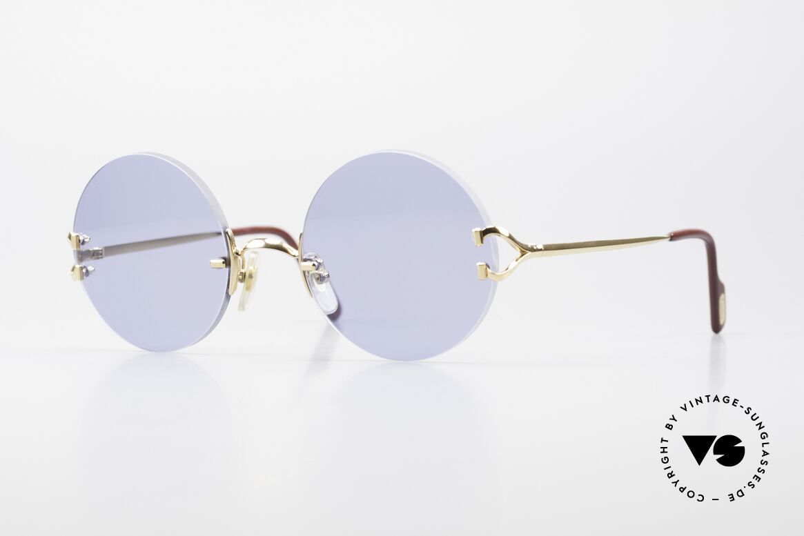 Cartier Madison Round Luxury Sunglasses 90's, noble rimless CARTIER luxury sunglasses from 1997, Made for Men and Women