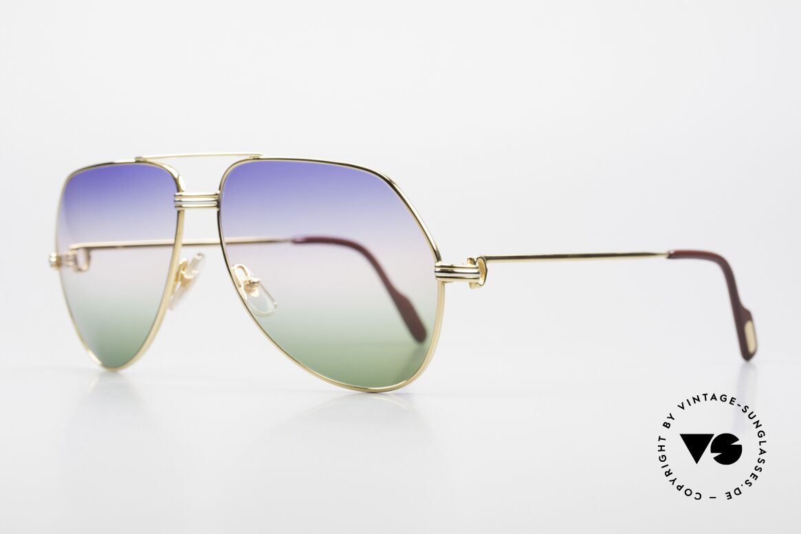Cartier Vendome LC - L Rare Luxury Sunglasses 80's, here with Louis Cartier decor in LARGE size 62-14, 140, Made for Men