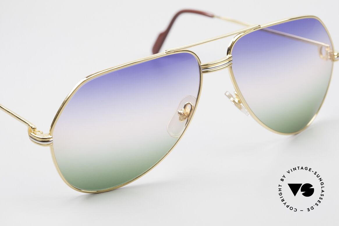 Cartier Vendome LC - L Rare Luxury Sunglasses 80's, from sky-blue to the red of sunrise colors to grass-green, Made for Men