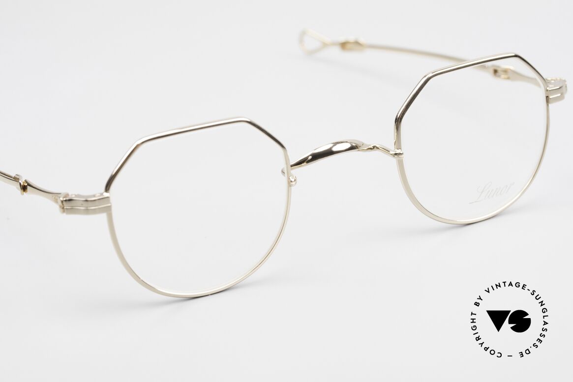 Lunor I 18 Telescopic Sliding Temples Gold Plated, unworn rarity from app. 1999, GOLD-PLATED finish, Made for Men and Women