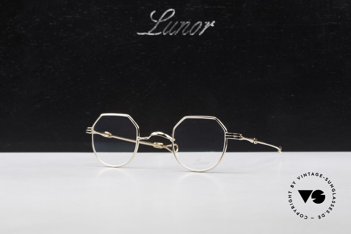 Lunor I 18 Telescopic Sliding Temples Gold Plated, Size: extra small, Made for Men and Women
