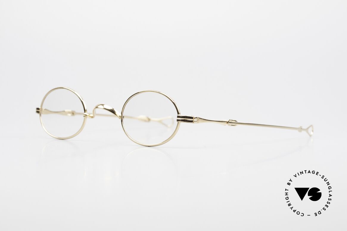 Lunor I 04 Telescopic XS Gold Glasses Slide Temples, model I 04 = size 37°26, temple length: 118mm - 155 mm, Made for Men and Women
