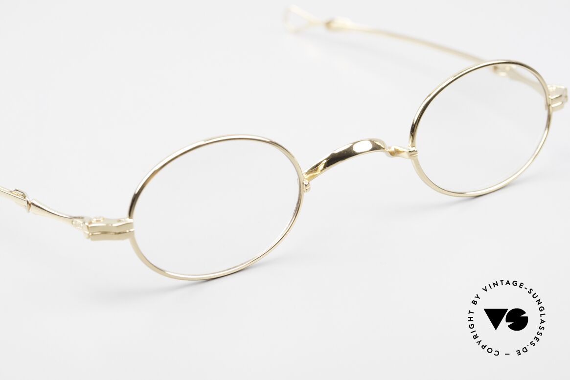 Lunor I 04 Telescopic XS Gold Glasses Slide Temples, the rarity can be glazed with prescription lenses, of course, Made for Men and Women