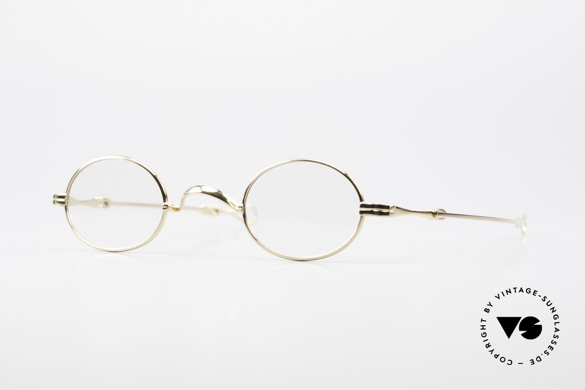 Lunor I 04 Telescopic XS Gold Glasses Slide Temples, extra small oval Lunor frame with telescopic slide temple, Made for Men and Women