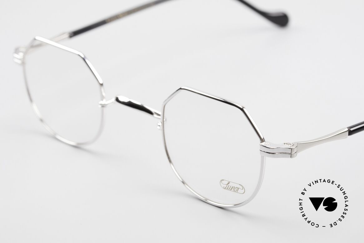 Lunor II A 18 Square Panto Frame Platinum, precious platinum-plated, tangible TOP-NOTCH quality, Made for Men and Women