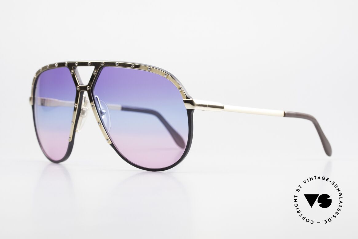 Alpina M1 Tricolored 80's Sunglasses, black frame with GOLD-plated cover and temples, Made for Men