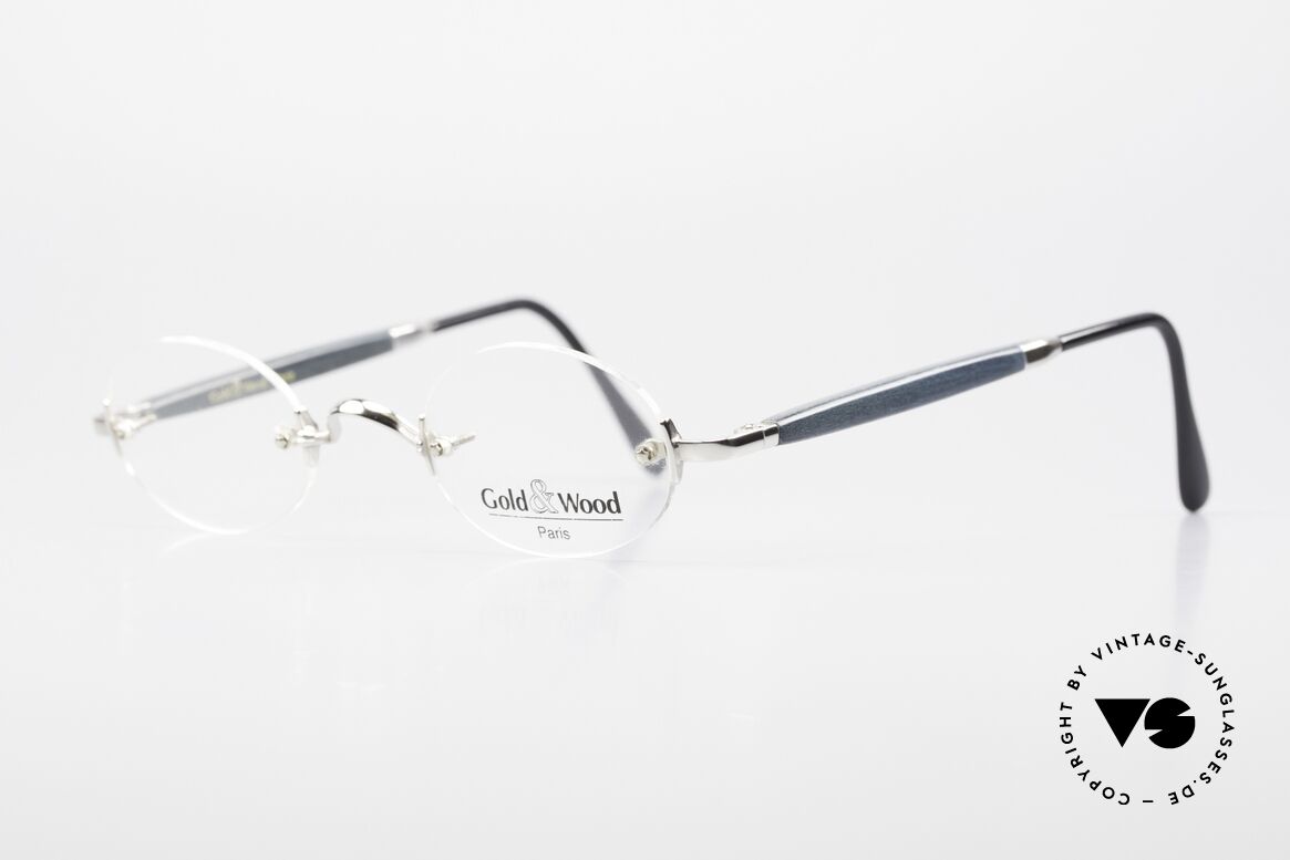 Gold & Wood 338 Luxury Rimless Specs Oval 90's, classic unisex model with flexible spring hinges, Made for Men and Women