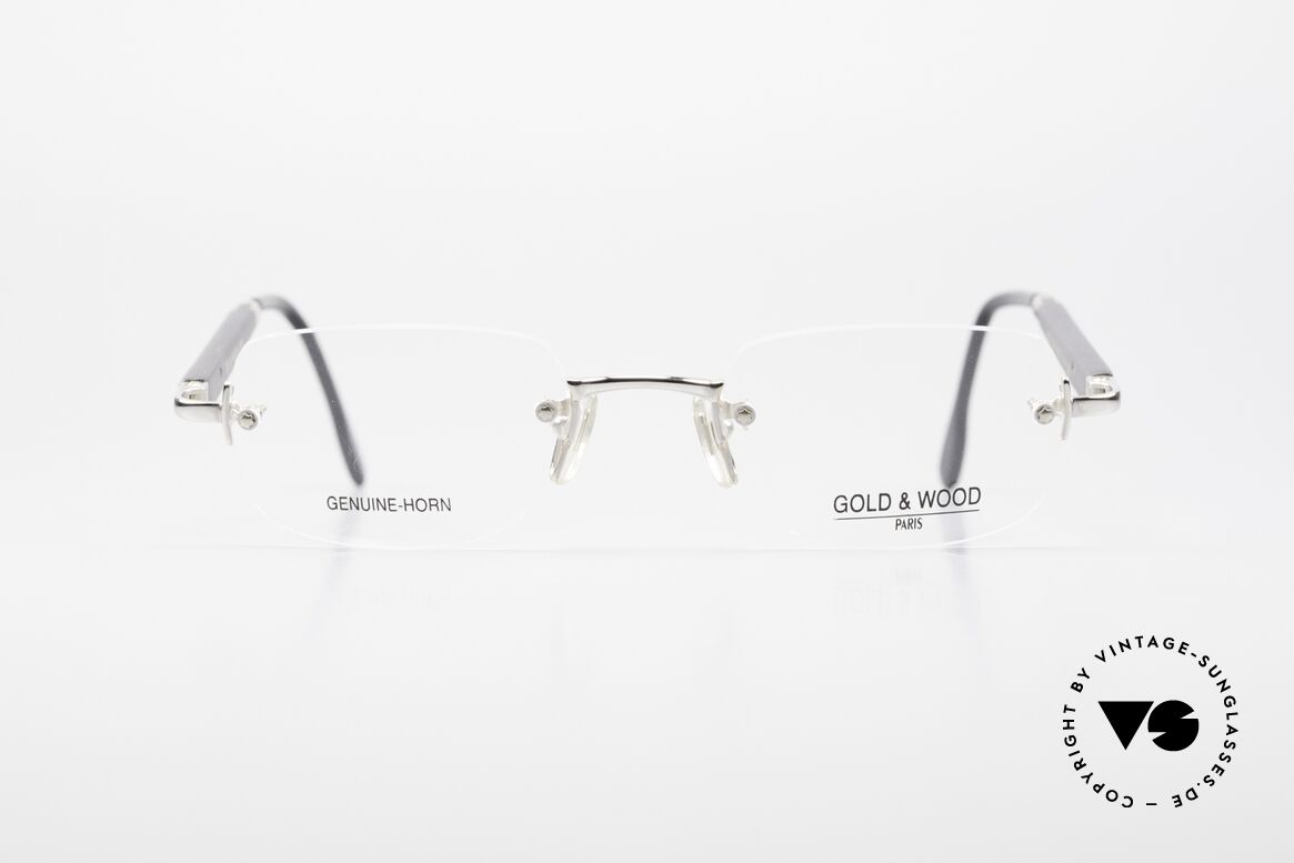Gold & Wood 332 Genuine Horn Rimless Glasses, rimless LUXURY horn eyeglass-frame from 2001, Made for Men and Women