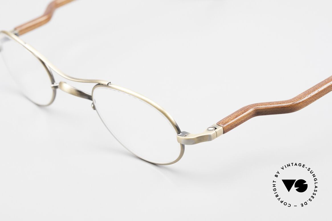Gold & Wood 352 Luxury Wooden Specs Oval 90's, classic unisex model with flexible spring hinges, Made for Men and Women