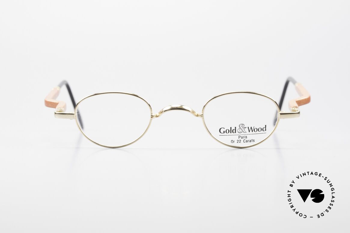 Gold & Wood 326 Wood Frame 22ct Gold Plated, Gold & Wood Paris glasses, 326-53 in size 37-26, Made for Men and Women