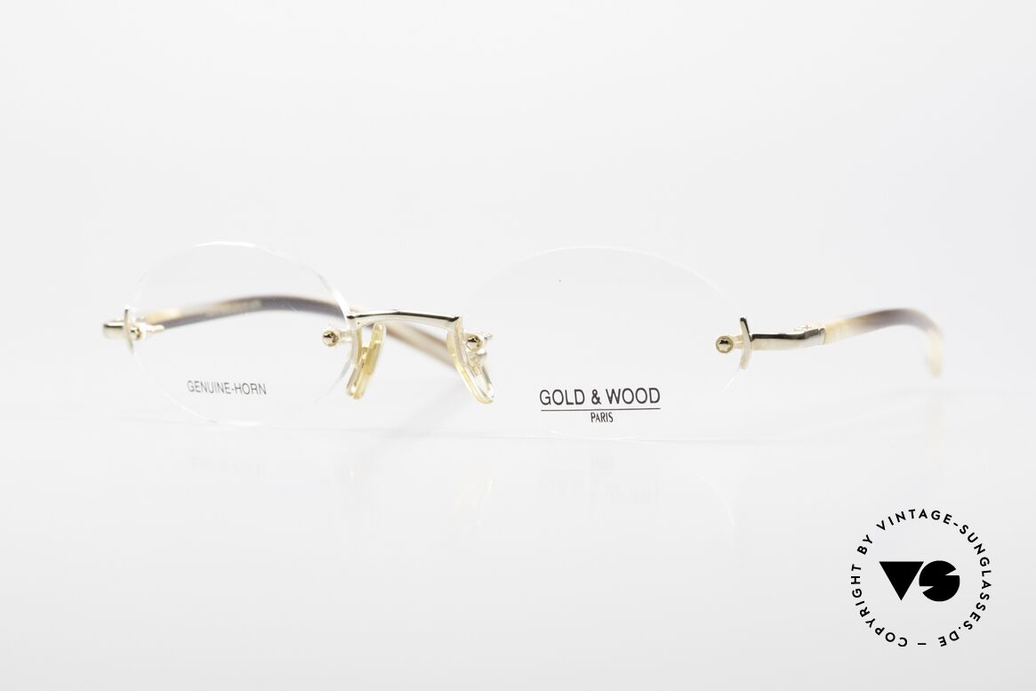 Gold & Wood 331 Rimless Genuine Horn Glasses, Gold & Wood Paris glasses, 331-06, genuine horn, Made for Men and Women