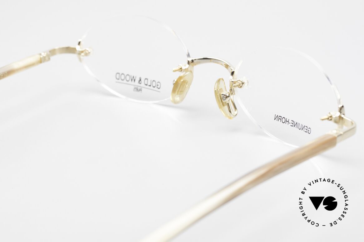 Gold & Wood 331 Rimless Genuine Horn Glasses, Size: medium, Made for Men and Women