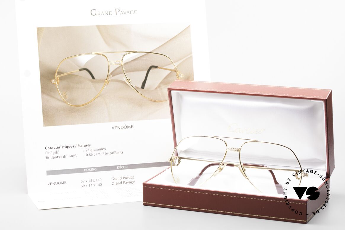 Cartier Grand Pavage Diamond Glasses Solid Gold, Size: large, Made for Men