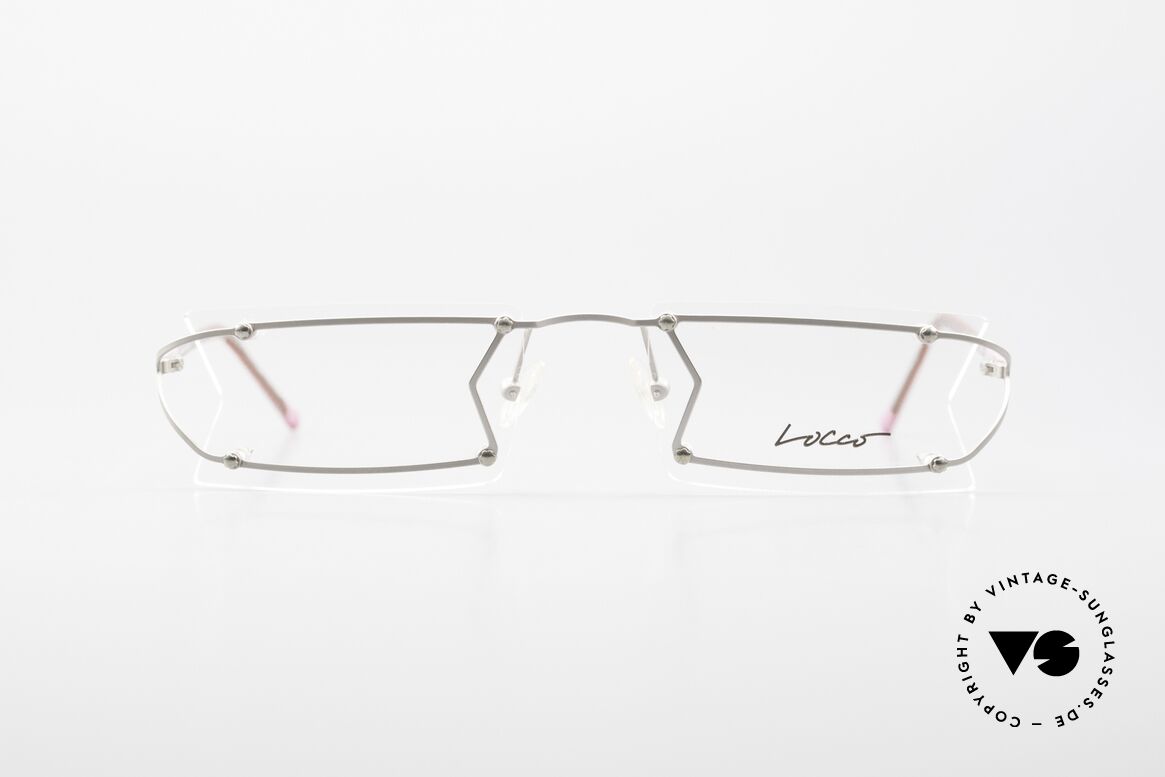 Locco Pinot Crazy Designer Eyeglasses 90's, Locco Pinot 53-18, crazy rimless 1990's eyeglasses, Made for Men and Women