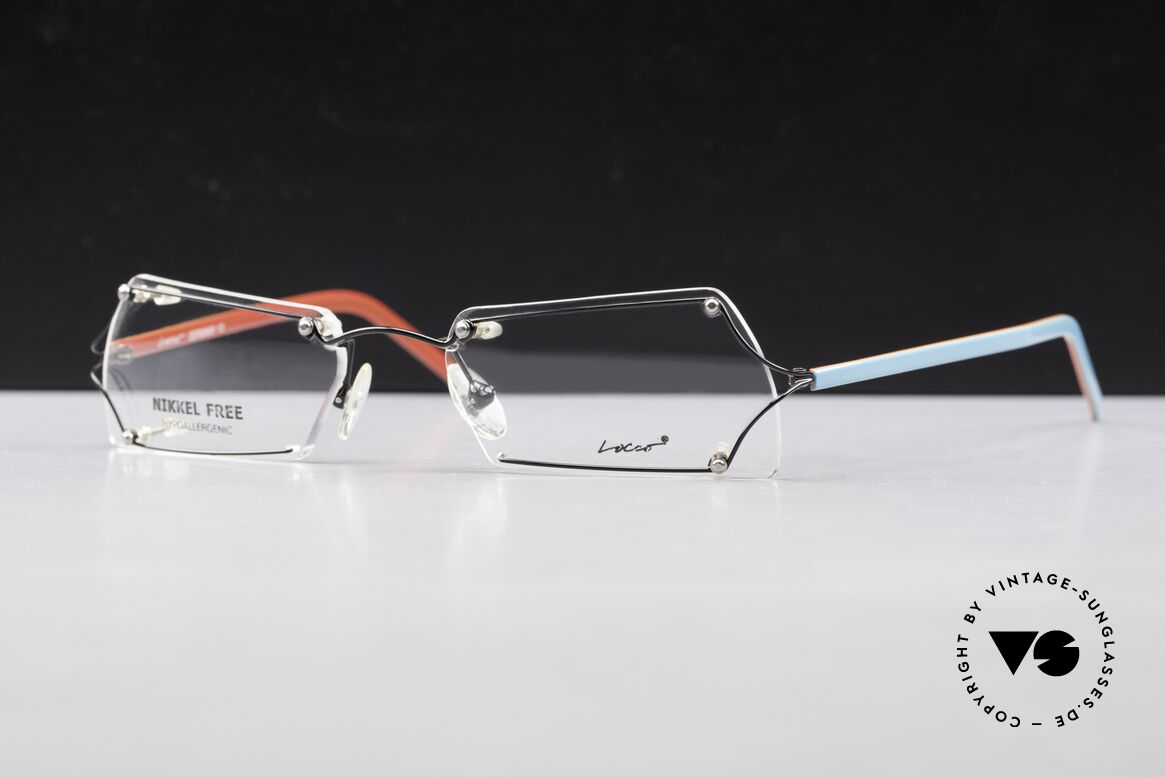Locco Lux Crazy 90's Rimless Eyeglasses, never worn vintage rarity for cheerfulness & mirth, Made for Men and Women