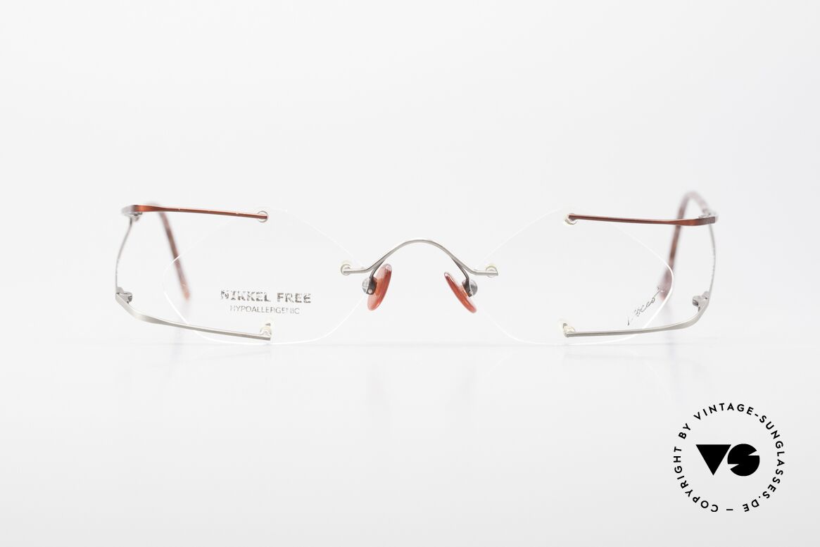 Locco Stars C Extraordinary Rimless Frame, Locco Stars 44-20, crazy rimless 1990's eyeglasses, Made for Men and Women