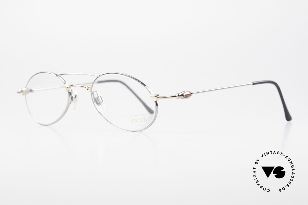 Bugatti 10892 Vintage Men's Eyeglasses 90's, high-end frame finish: gunmetal chrome / gold-plated, Made for Men