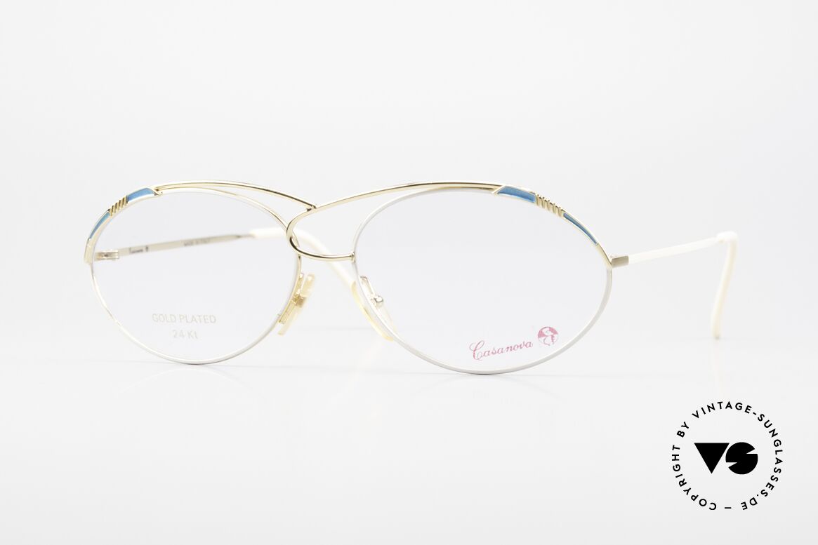 Casanova LC13 24kt Gold Plated Vintage Frame, glamorous CASANOVA eyeglass-frame from around 1985, Made for Women