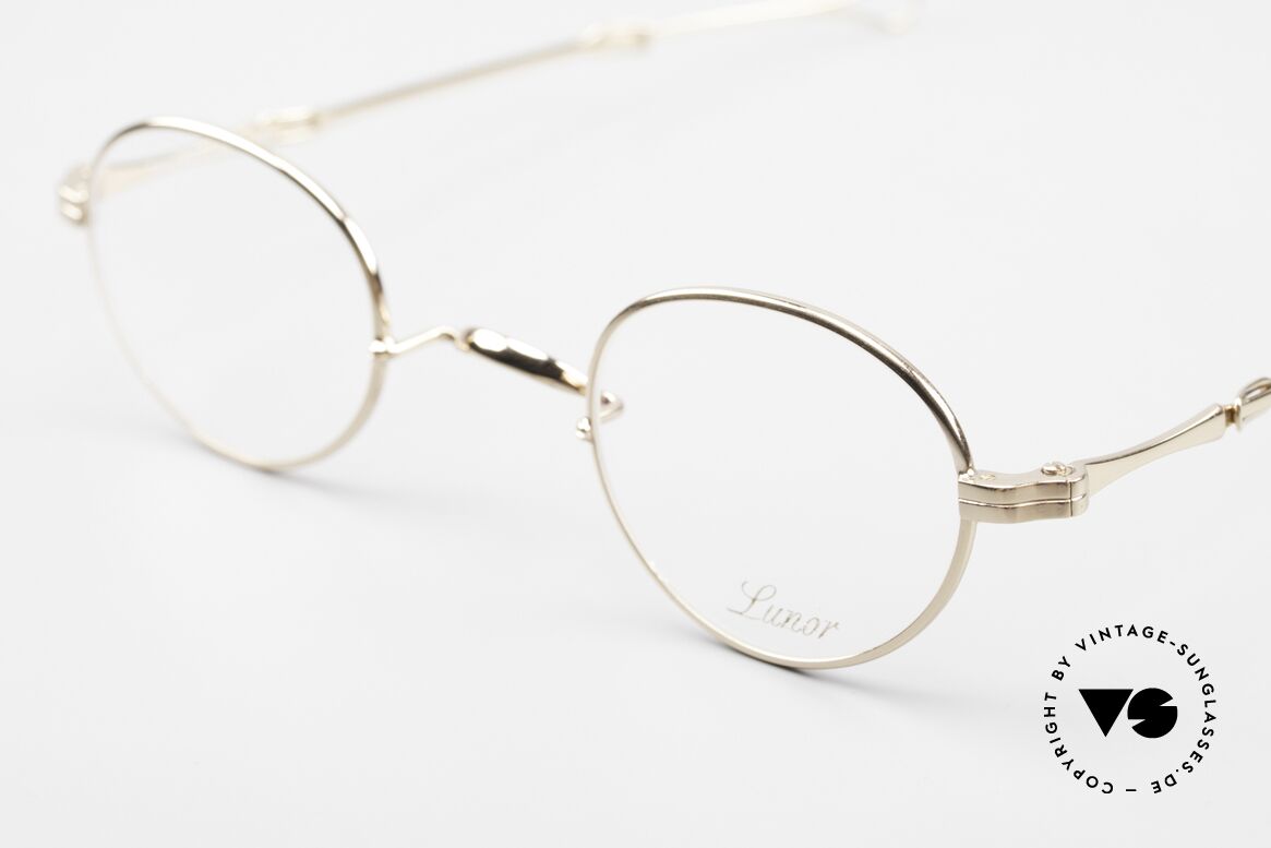 Lunor I 20 Telescopic Sliding Temples Gold Plated, this mechanism made the brand Lunor world-famous, Made for Men and Women