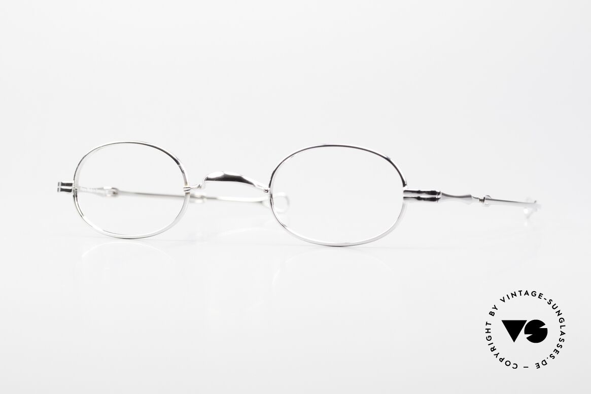 Lunor I 08 Telescopic Oval Frame Platinum Plated, rare, oval Lunor eyeglasses with telescopic slide temple, Made for Men and Women