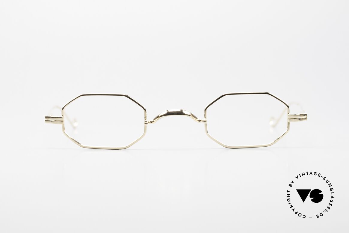 Lunor II 01 Octagonal Frame Gold Plated, small, octagonal vintage glasses of the Lunor II Series, Made for Men and Women