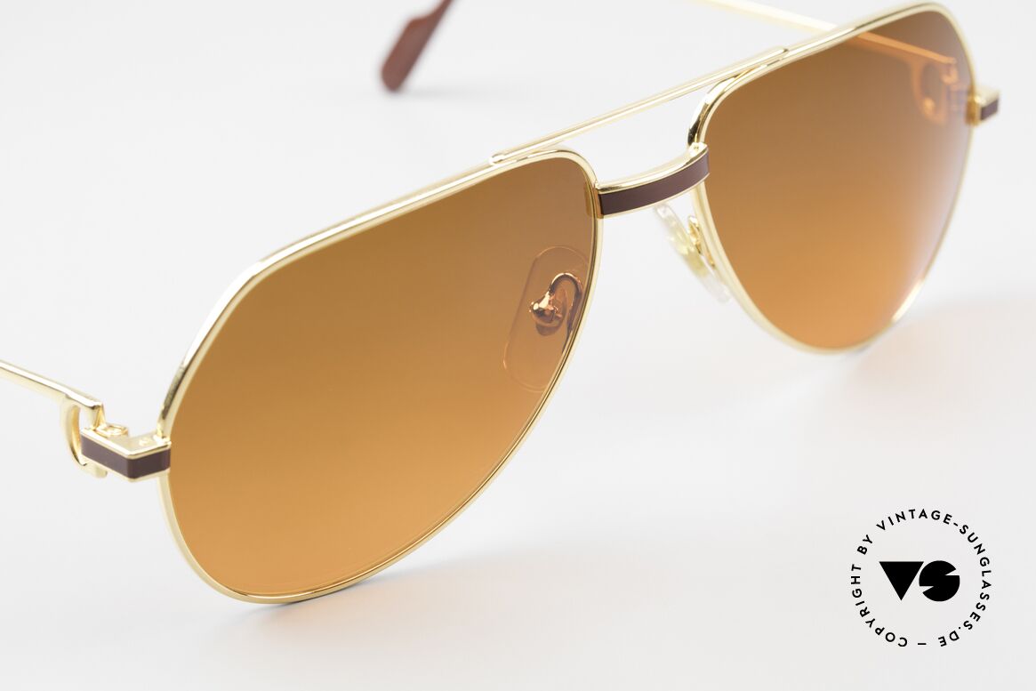 Cartier Vendome Laque - S Luxury 80's Aviator Sunglasses, the sun lenses are tinted like a sunset (auburn gradient), Made for Men and Women