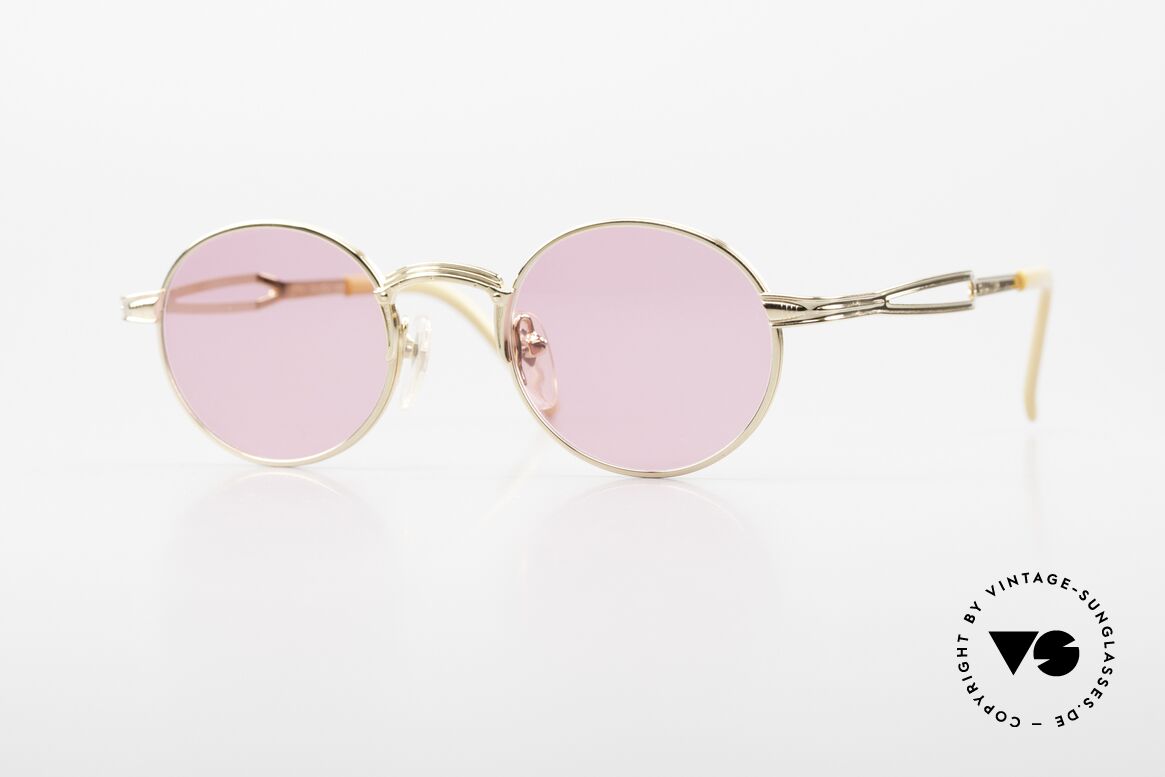 Jean Paul Gaultier 55-7107 Pink Round Glasses Gold Plated, pink, round vintage shades by Jean Paul GAULTIER, Made for Men and Women
