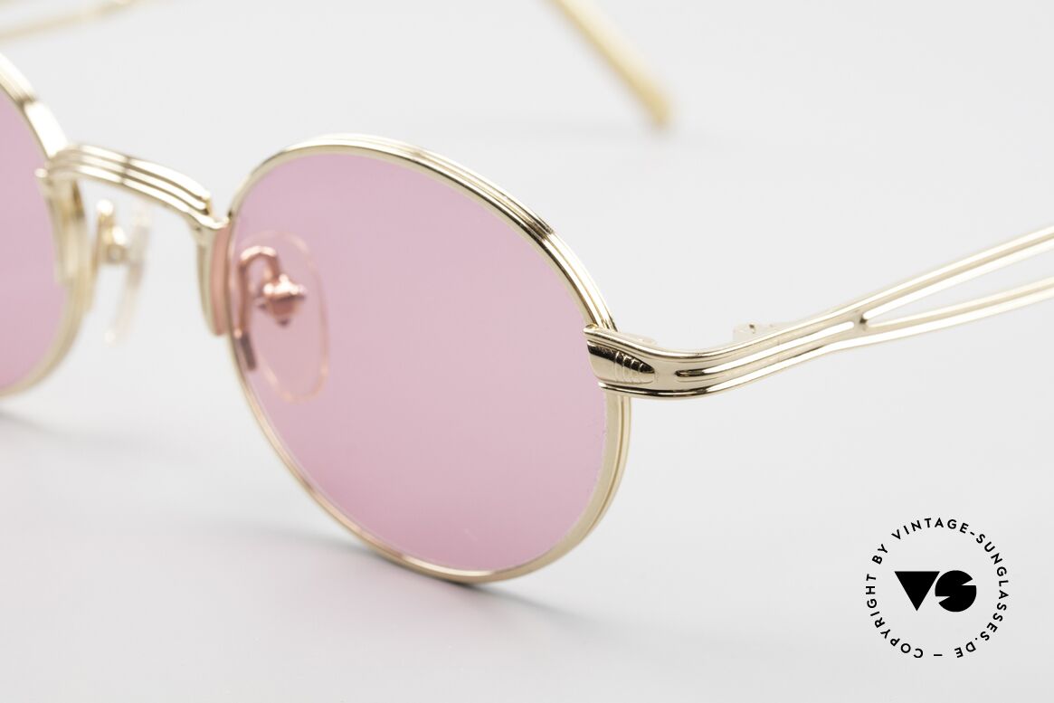 Jean Paul Gaultier 55-7107 Pink Round Glasses Gold Plated, real designer piece in TOP quality, (made in Japan), Made for Men and Women