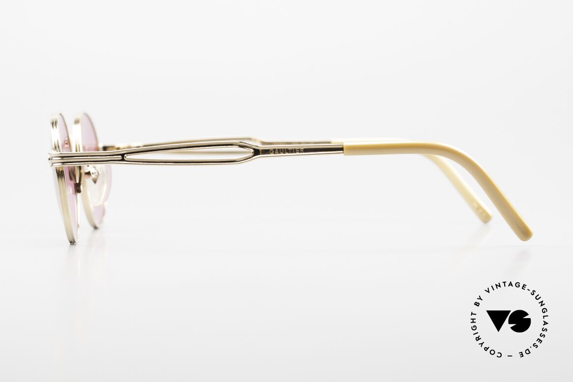 Jean Paul Gaultier 55-7107 Pink Round Glasses Gold Plated, unworn (like all our vintage GAULTIER sunglasses), Made for Men and Women