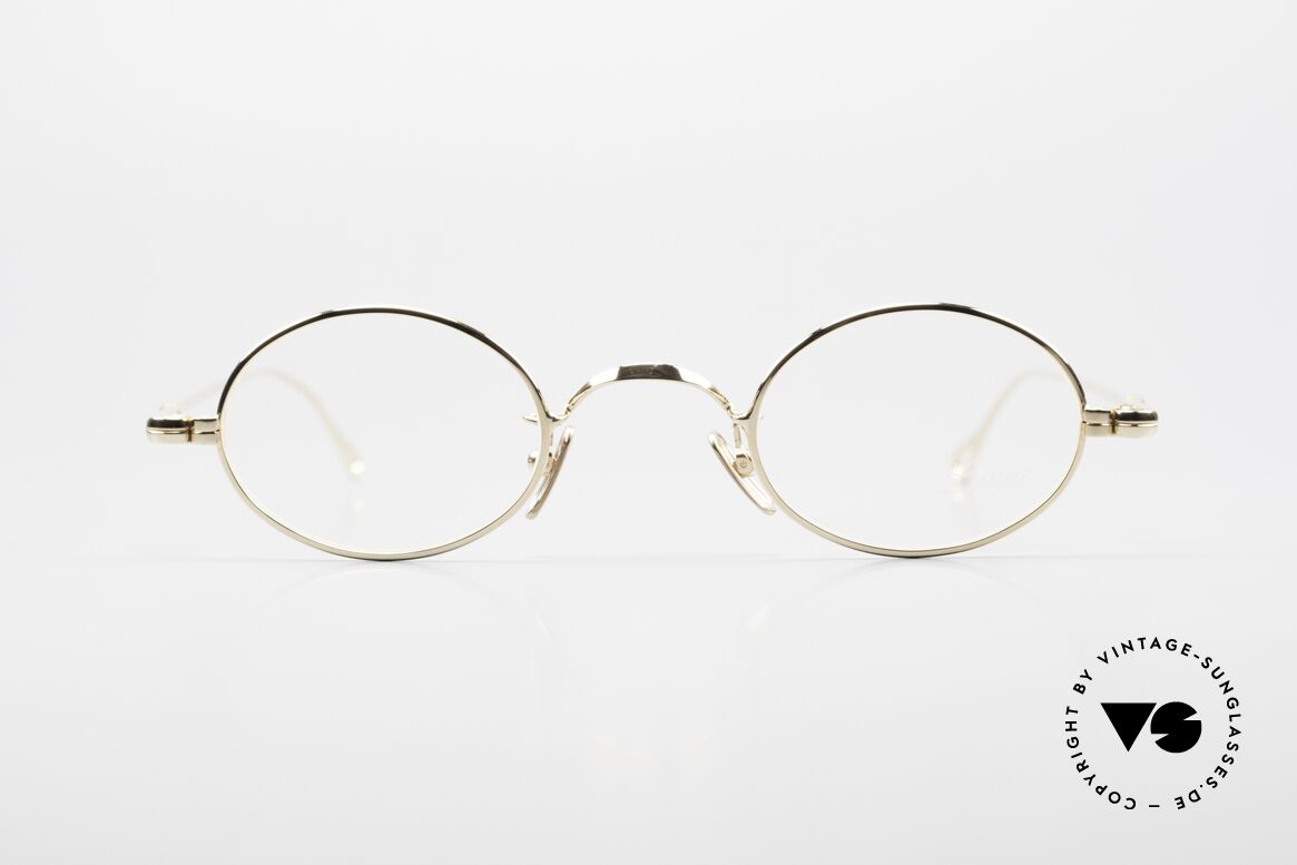 Lunor V 101 Small Oval Frame Gold Plated, timeless oval eyeglass-frame (unisex specs); small size, Made for Men and Women