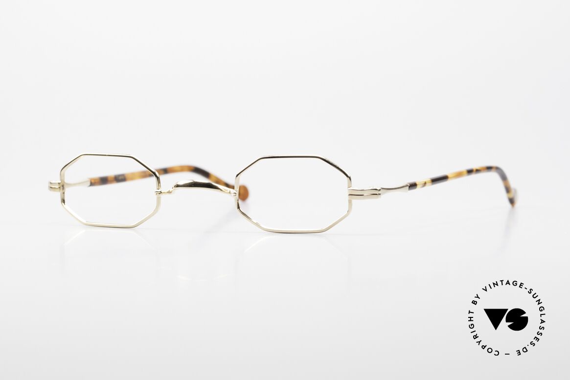 Lunor II A 01 Octagonal Glasses Gold Plated, Lunor Octag glasses of the Lunor II-A series (A = acetate), Made for Men and Women