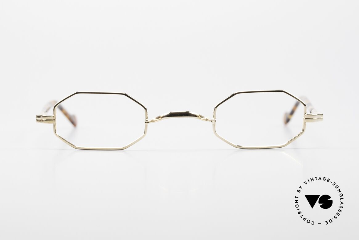 Lunor II A 01 Octagonal Glasses Gold Plated, combination: full rimmed metal frame & acetate temples, Made for Men and Women