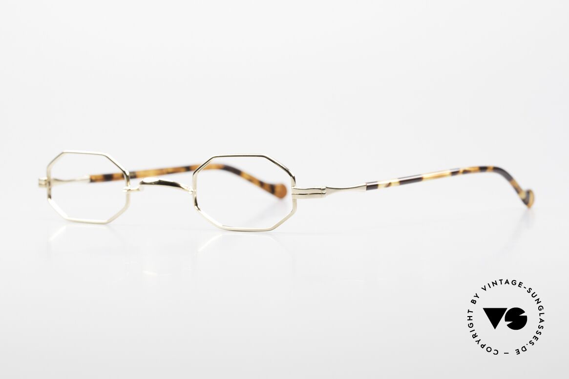 Lunor II A 01 Octagonal Glasses Gold Plated, precious 22ct GOLD-PLATED, tangible TOP-notch quality, Made for Men and Women
