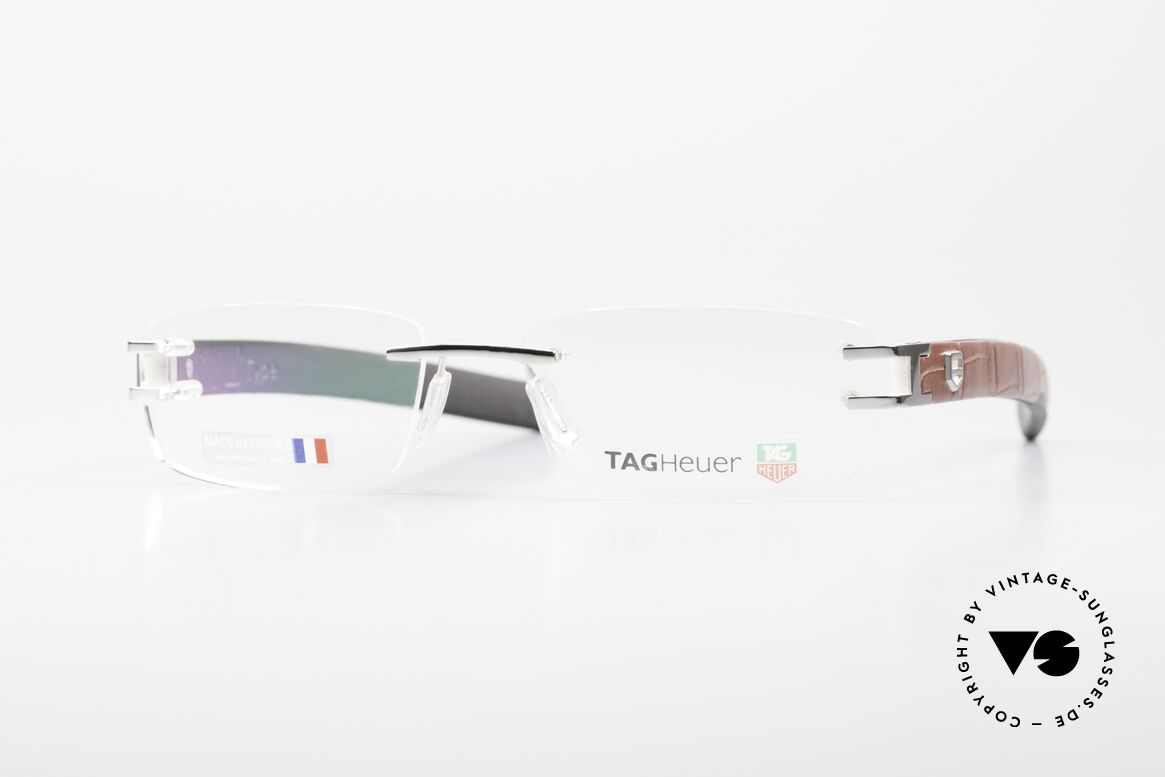 Tag Heuer L-Type 0113 Alligator Leather Rimless Frame, hypoallergenic elastomer (a FORMULA 1 innovation), Made for Men